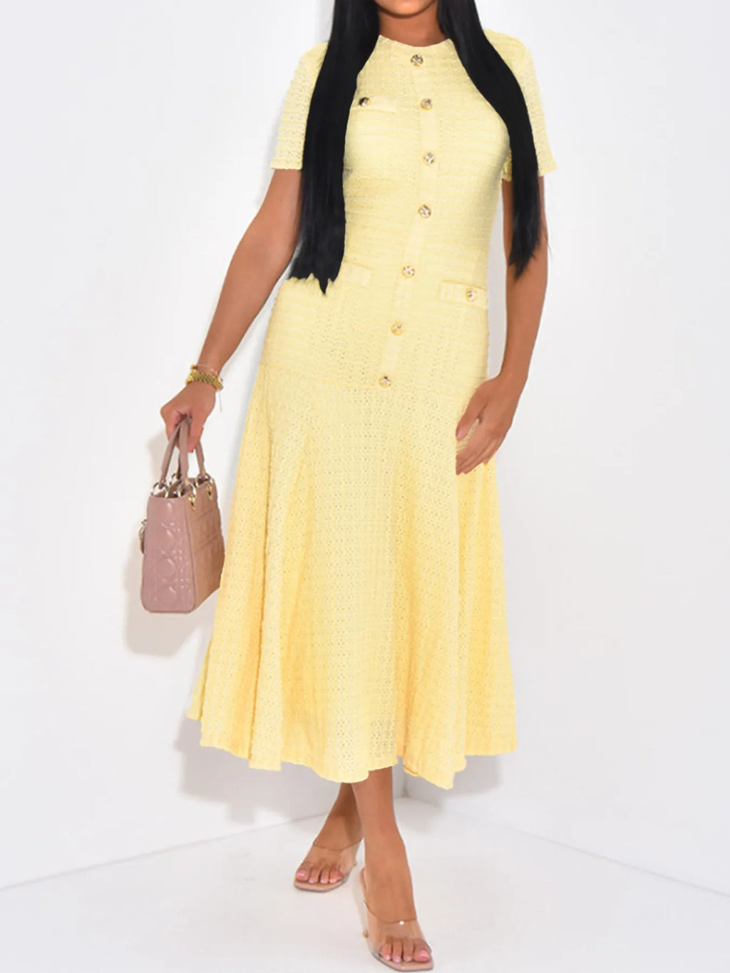 Textured Knit Short Sleeve Dress (12)