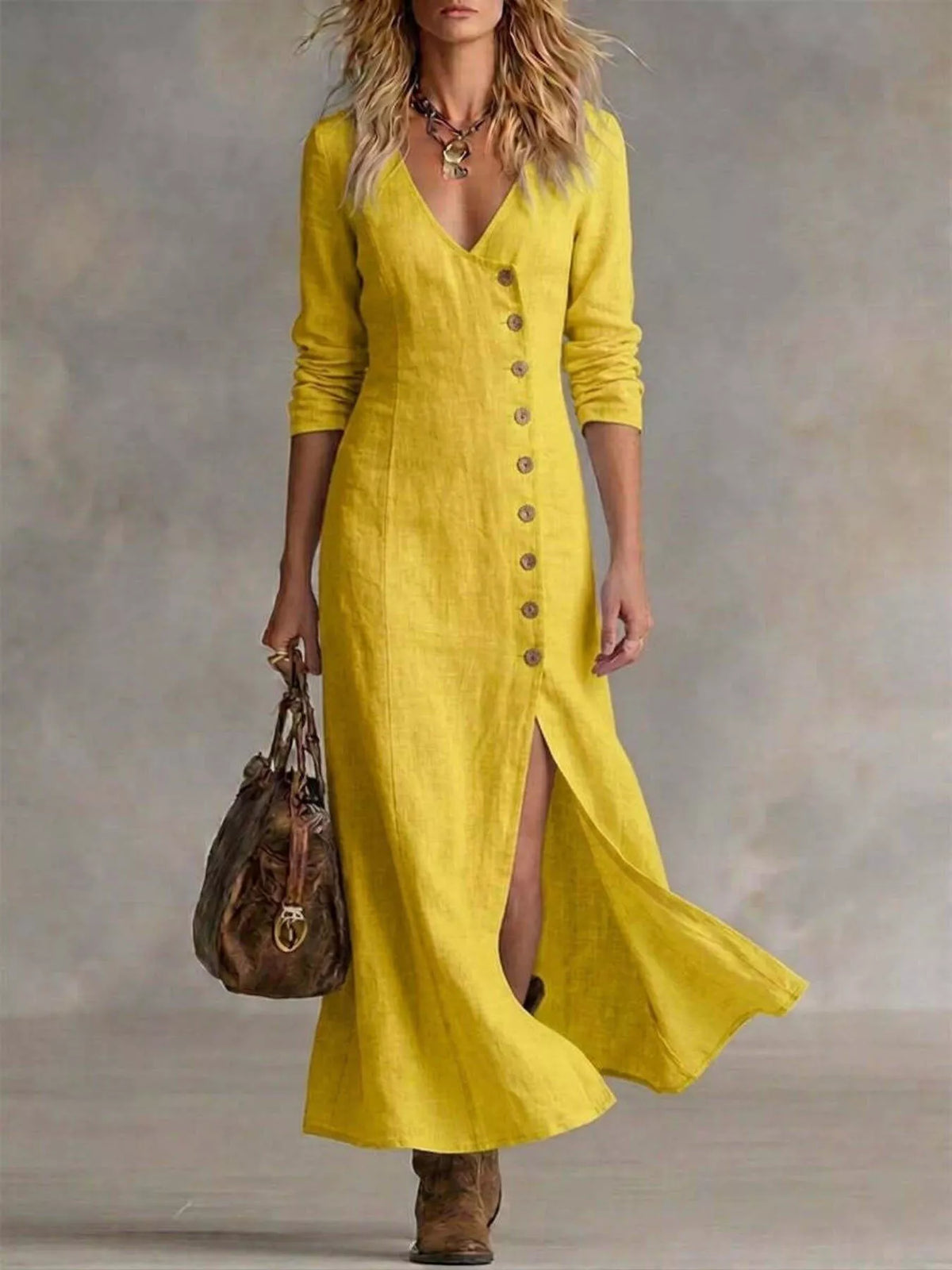 Slit Button-down Midi Dress (9)