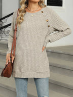Round Neck Knit Button Top (3)