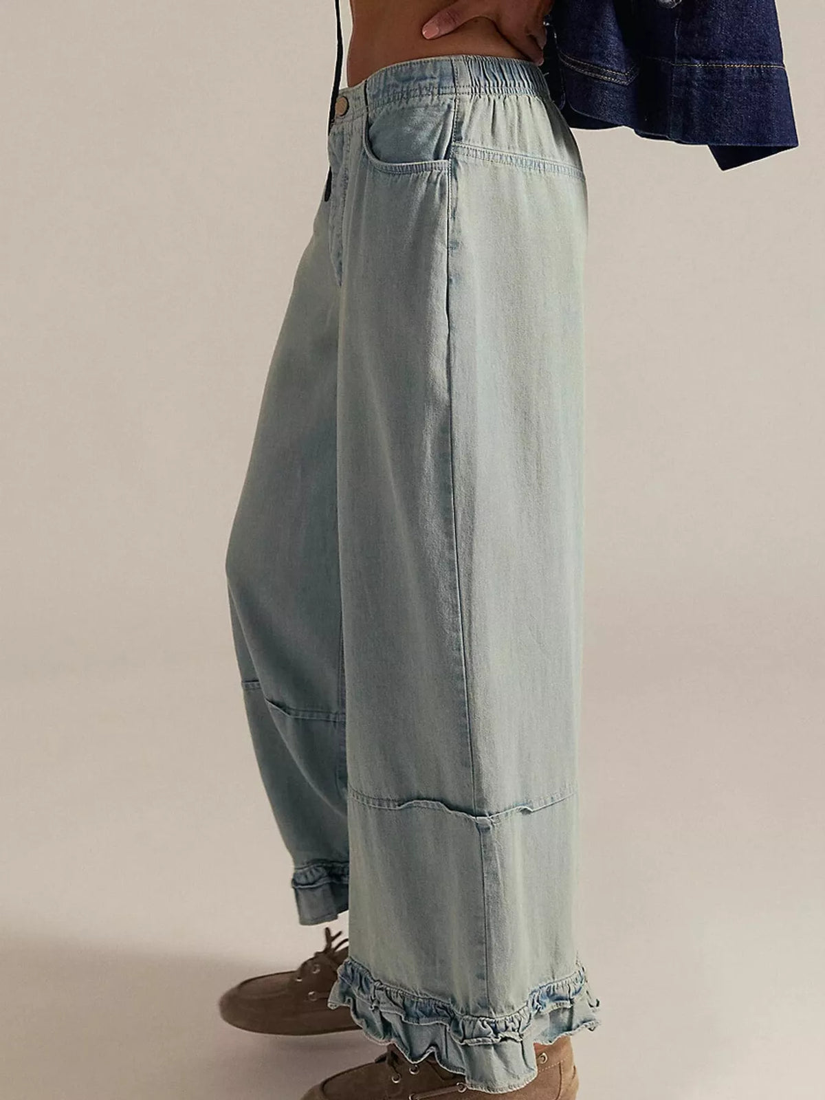 Wide-leg Ruffle Hem Jeans (7)