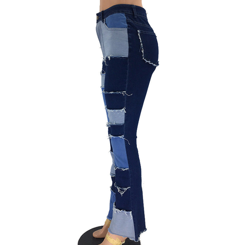 Patchwork High-rise Flared Jeans photo 1