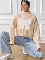 Bow Turtleneck Long Sleeve Sweater (16)