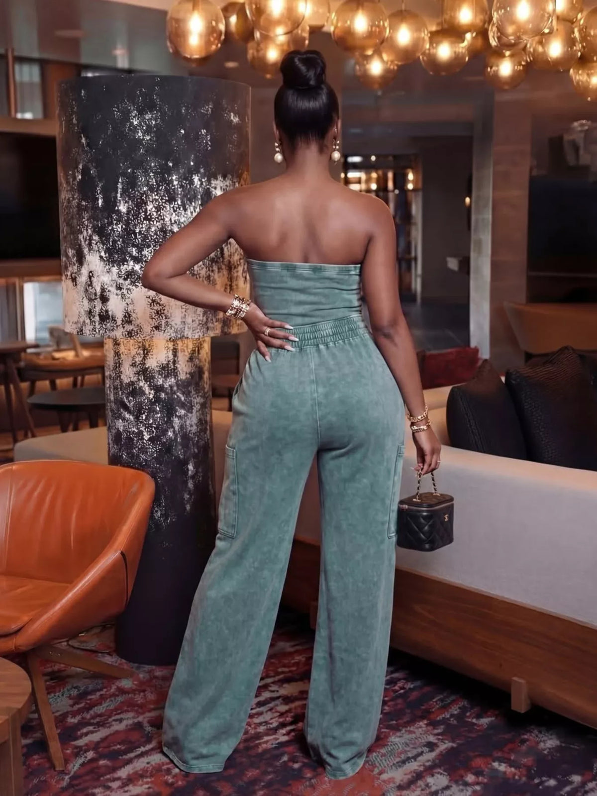 Drawstring Strapless Wide-leg Jumpsuit (7)