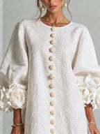 3d Floral 3/4 Sleeve Mini Dress (4)