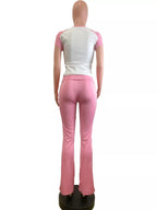 Contrast Short Sleeve Tee Pants Set (4)