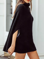 Turtleneck Knitted Cape Sweater (7)