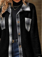 Plaid Contrast Dropped Shoulder Coat (19)