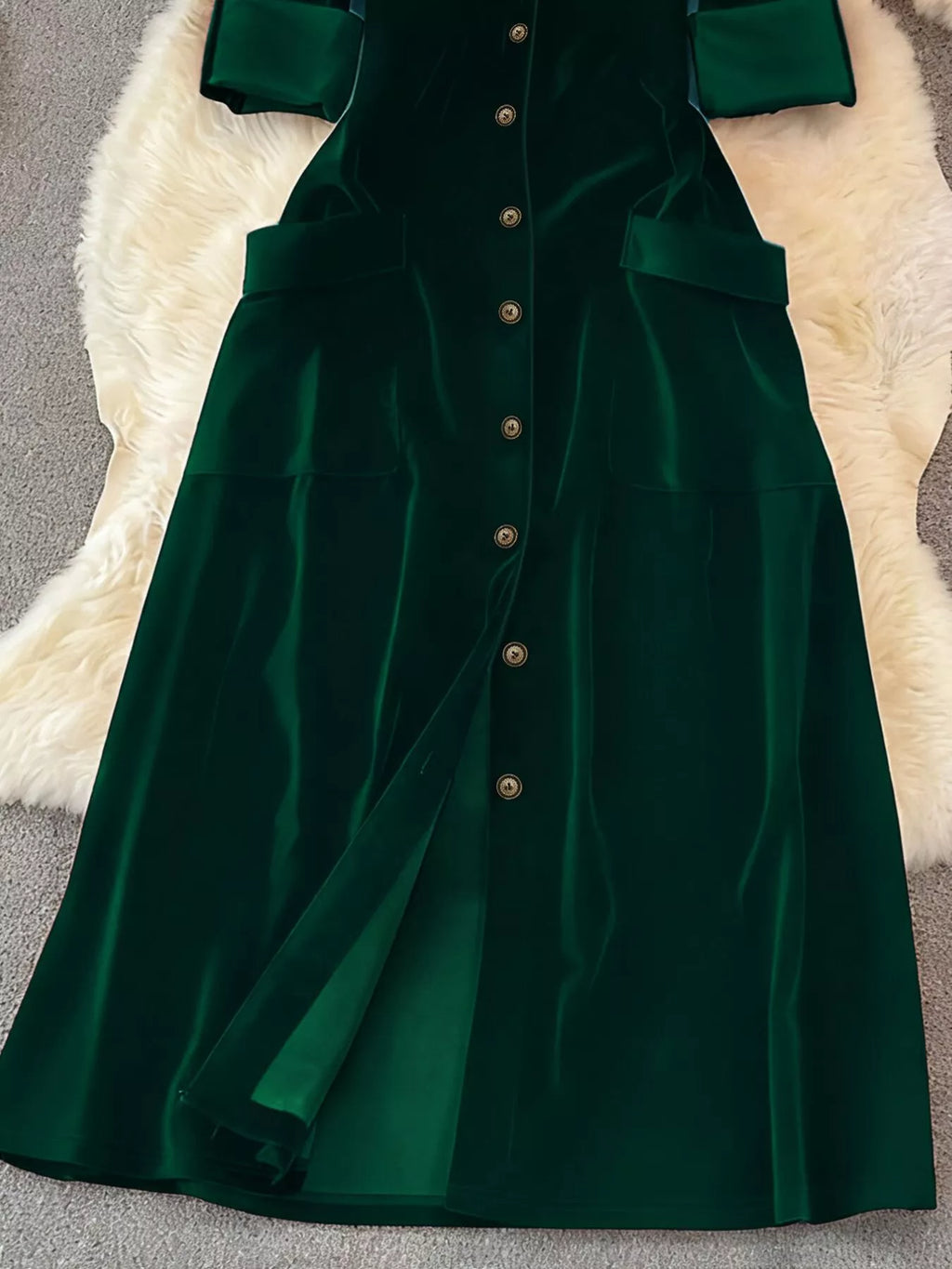 Velvet Button-down Midi Dress (11)