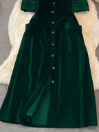 Velvet Button-down Midi Dress (11)