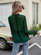 Lace Detail V-neck Swiss Dot Blouse (15)