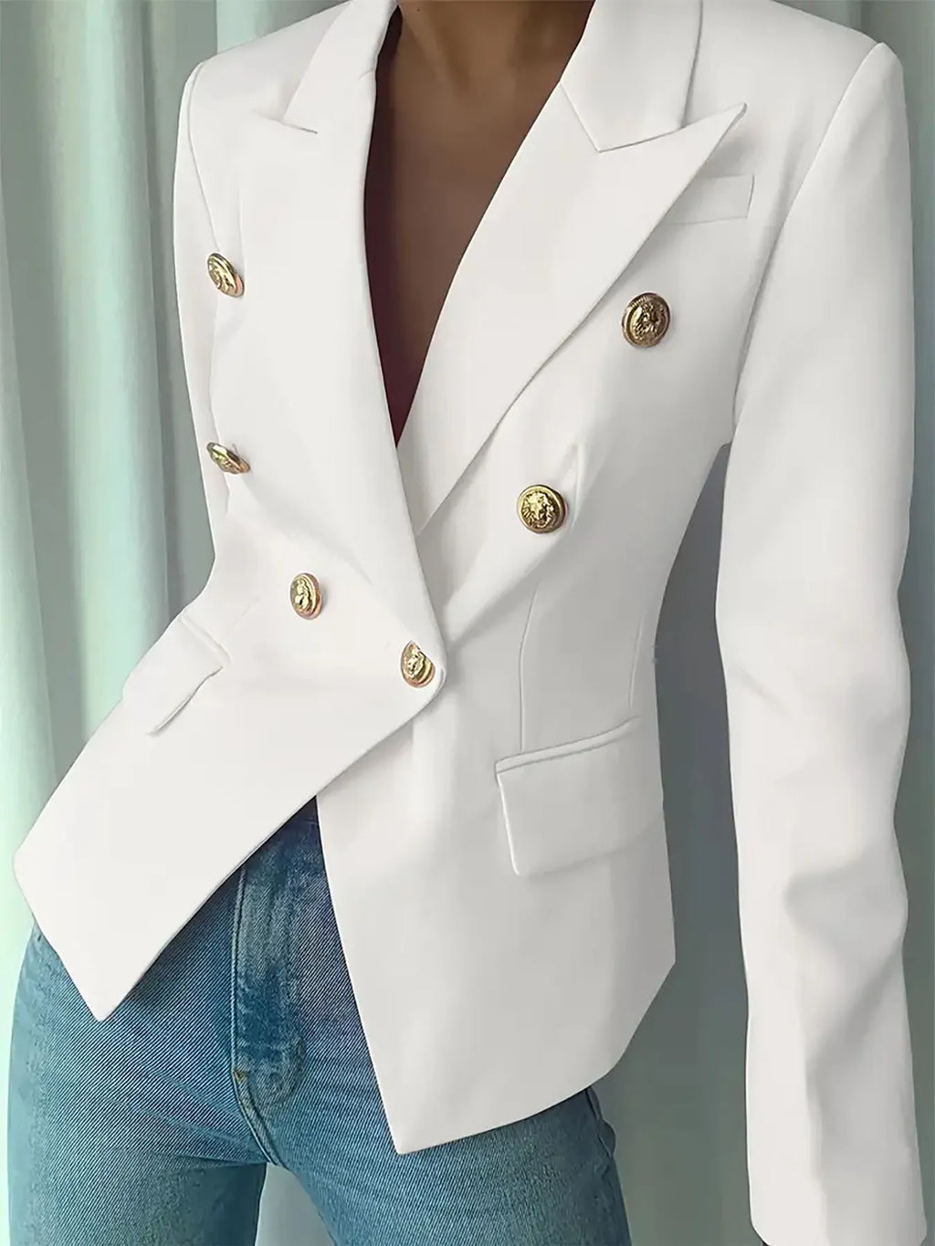 Decor Button Lapel Collar Blazer (3)