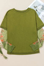 Faux Two Piece Floral Long Sleeve Patchwork Top (5)