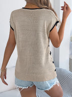 Cable-knit Striped Round Neck Knit Top (10)