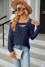 Cold Shoulder Square Neck Cutout Blouse (5)