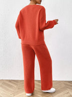 V-neck Sweater Pants Set (14)