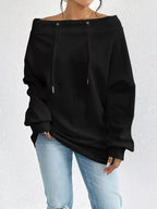 Off-shoulder Drawstring Sweatshirt (8)
