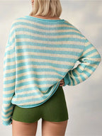 Casual Striped Boat Neck Sweater (4)