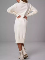 Turtleneck Ribbed Knit Sweater Dress (13)