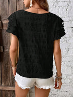 Round Neck Flounce Sleeve Blouse (7)