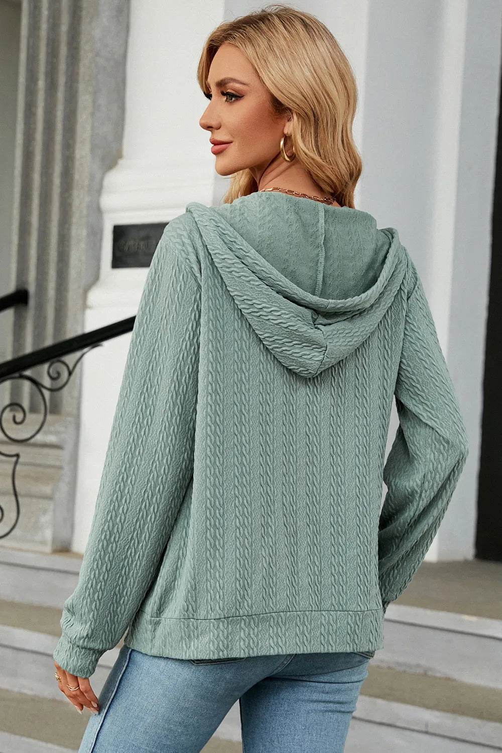 Drawstring Zip Up Long Sleeve Hoodie (21)