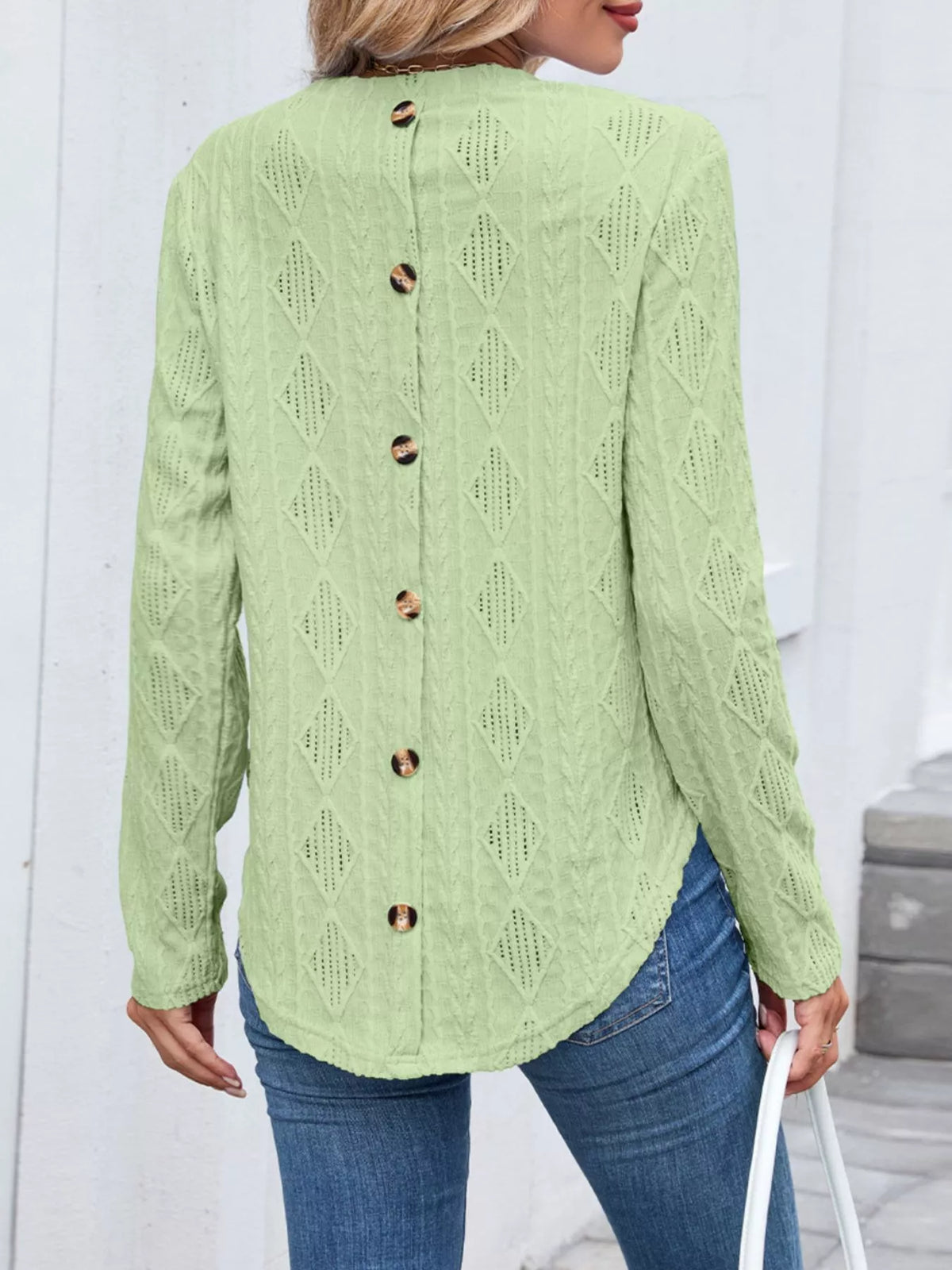 Openwork Textured Long Sleeve Top (15)