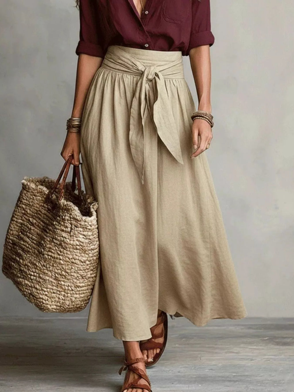 Full Size Button-down Shirt Skirt Set Plus (12)