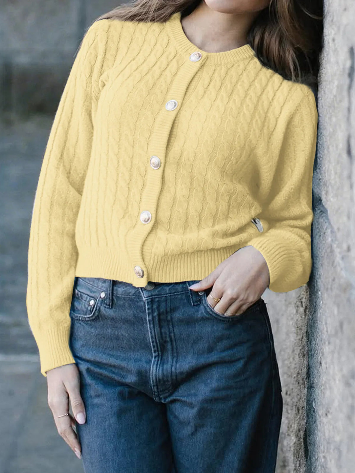 Cable Knit Button-up Cardigan (10)