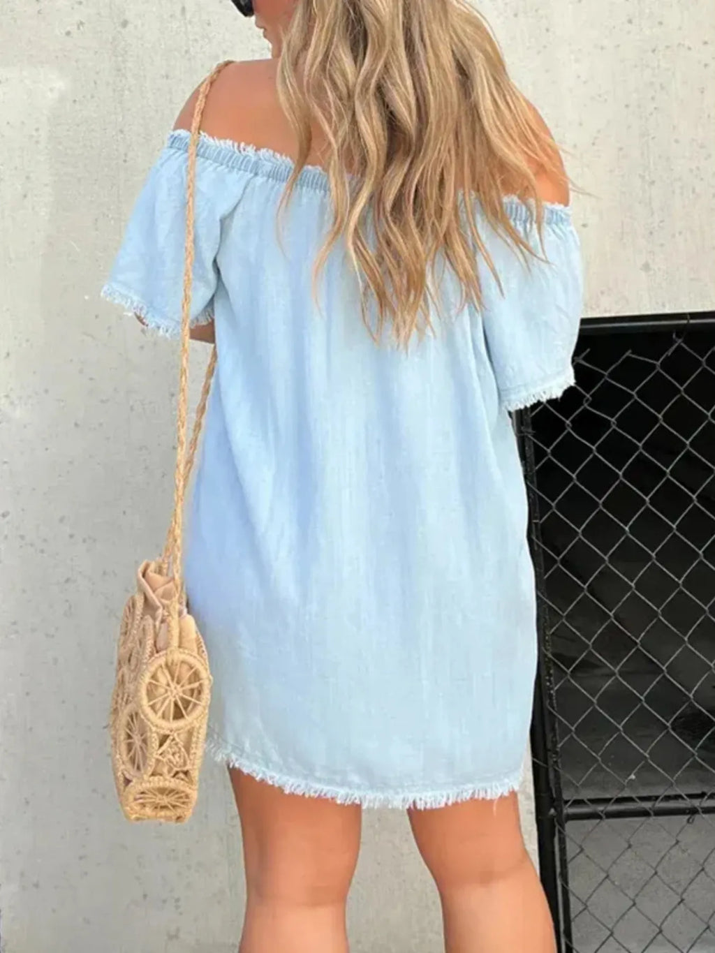 Full Size Raw Hem Mini Denim Dress Plus (2)