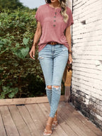 Half Button Short Sleeve Top (4)