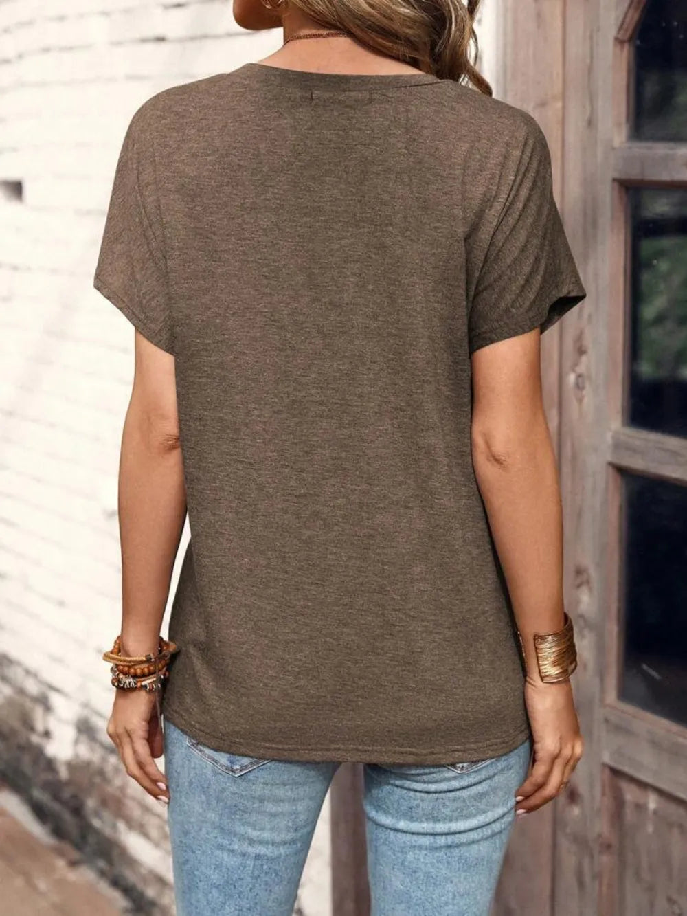 Half Button Short Sleeve Top (21)