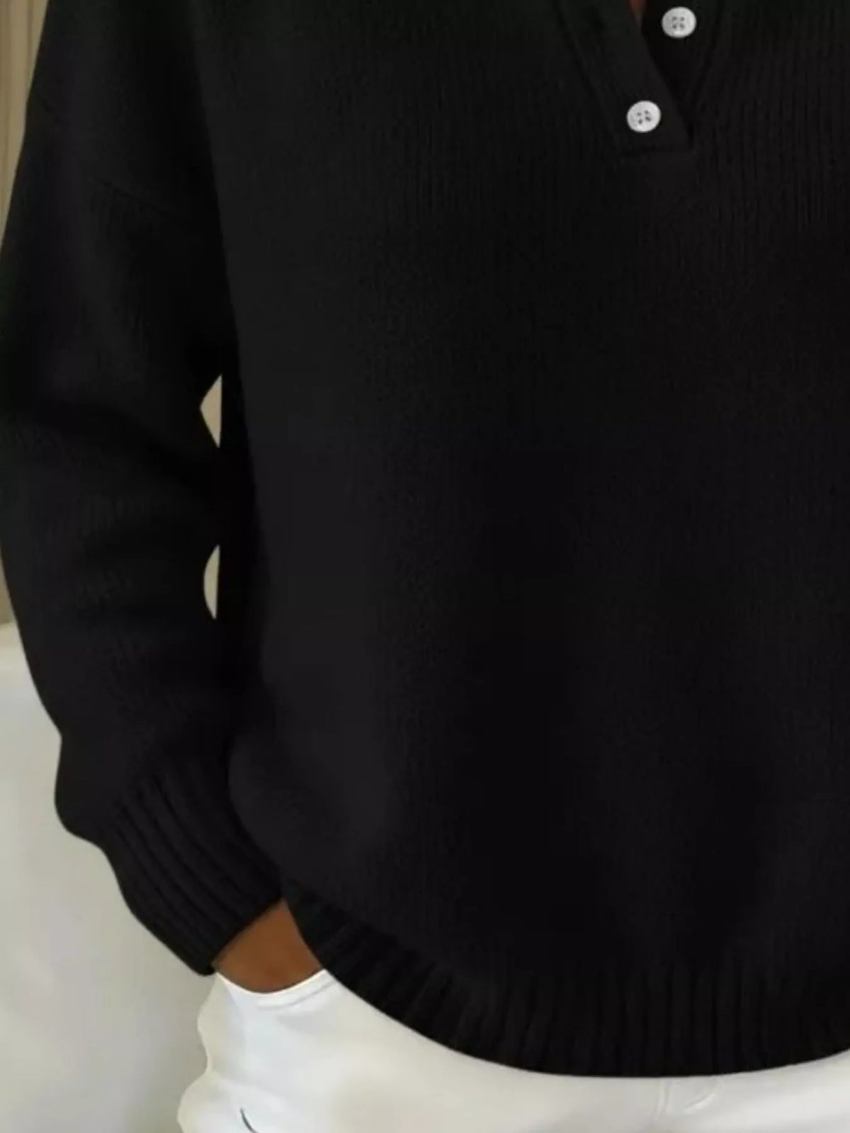 Full Size Button Detail Drop Shoulder Sweater Plus (12)