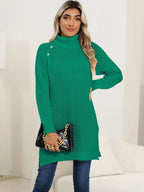 Slit Turtleneck Long Sleeve Sweater (13)