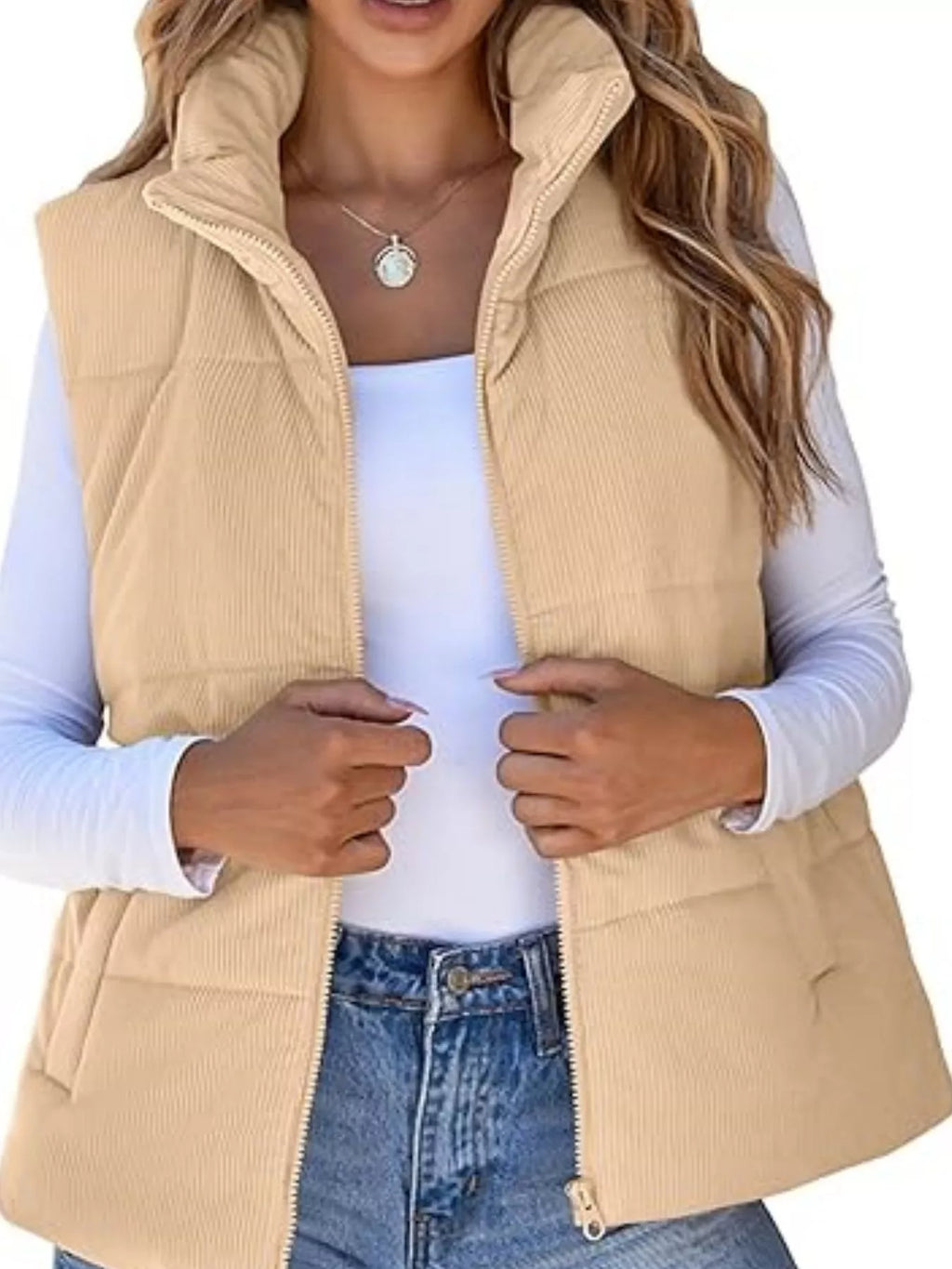 Corduroy Zip Up Vest Coat (25)