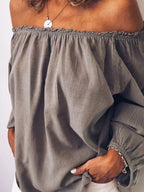 Off-shoulder Frill Trim Blouse (2)