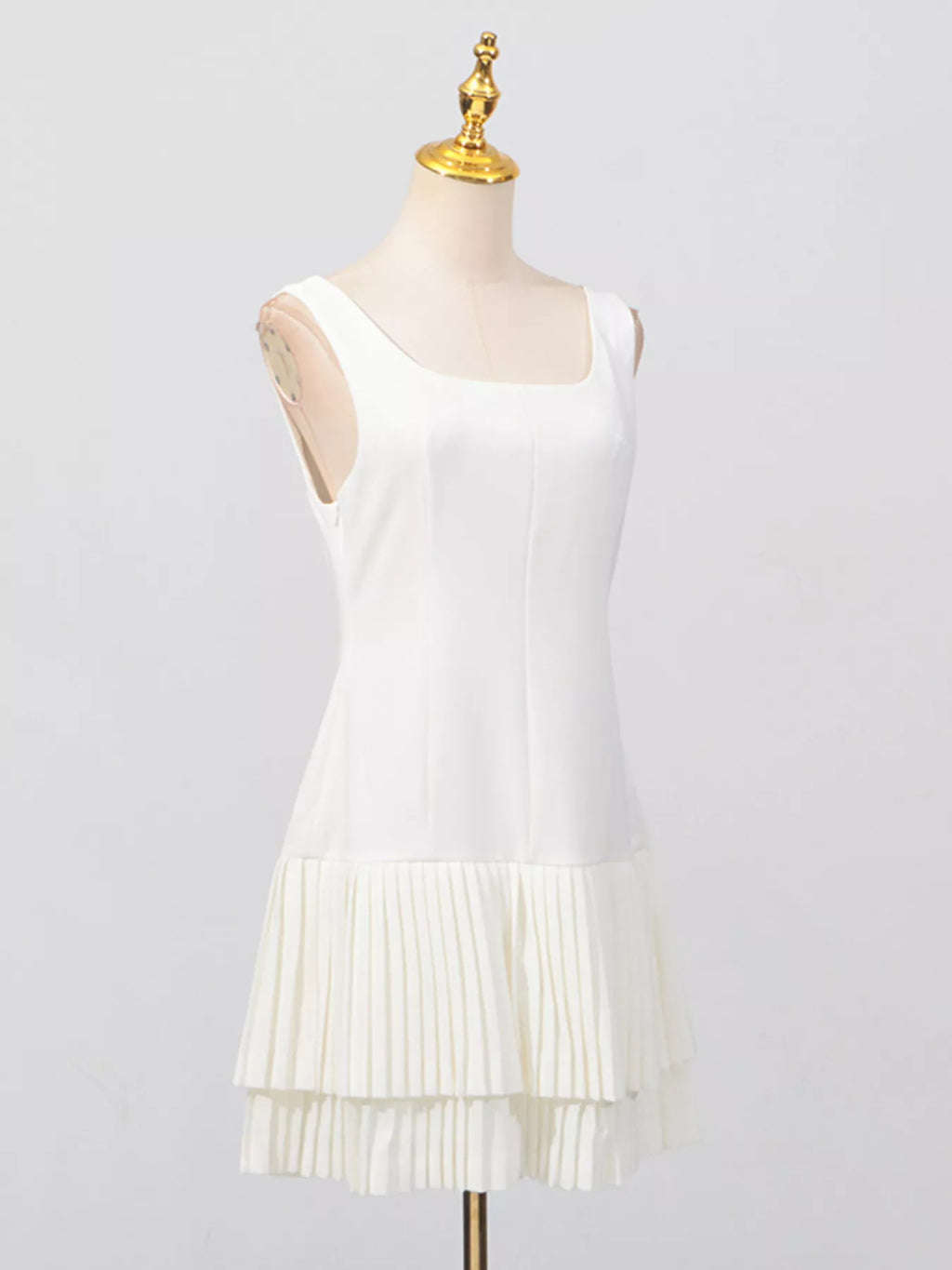 Square Neck Pleated Mini Dress (7)