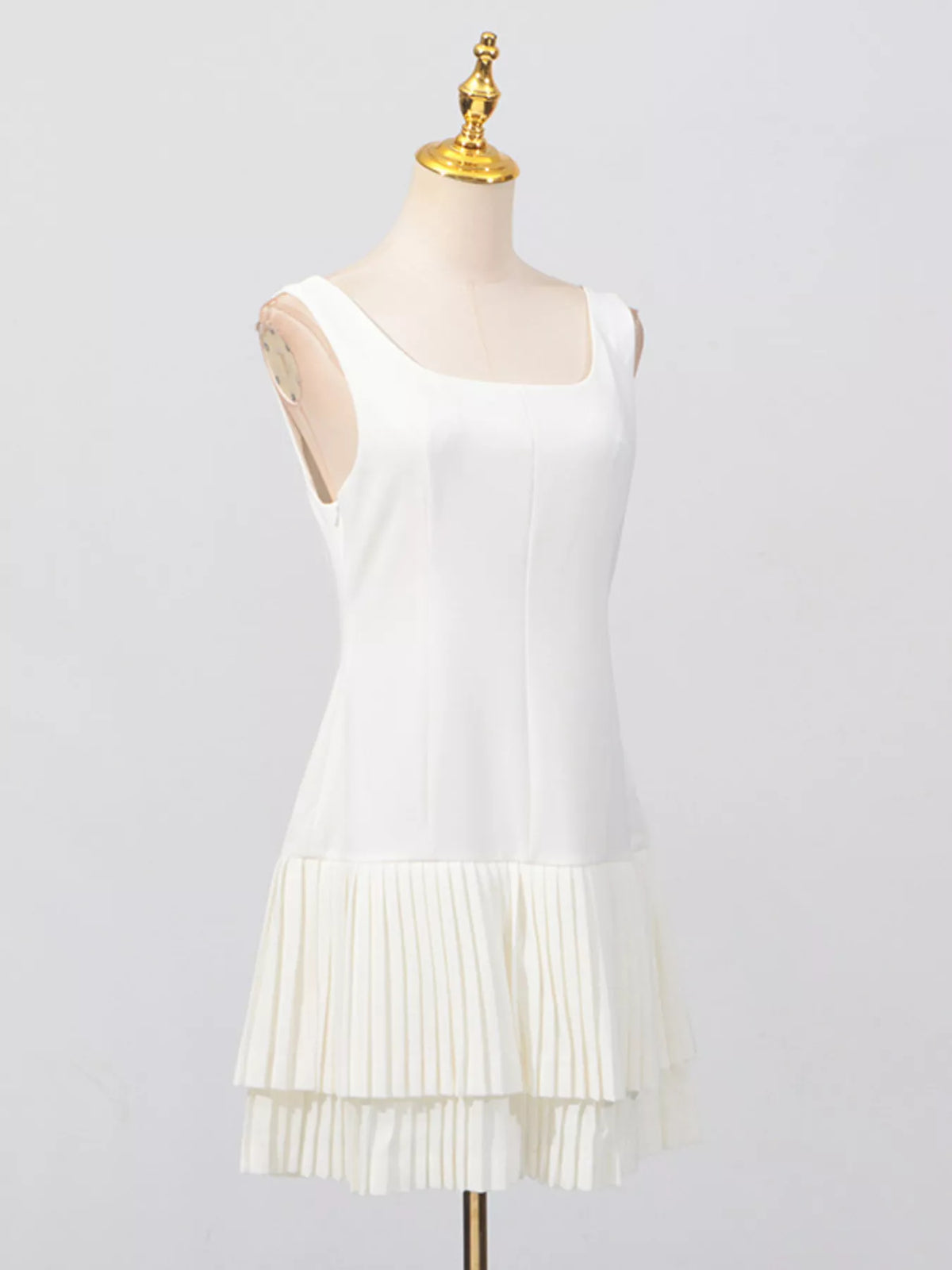 Square Neck Pleated Mini Dress (7)