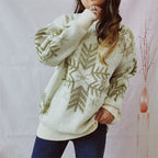 Snowflake Pattern Long Sleeve Sweater (8)