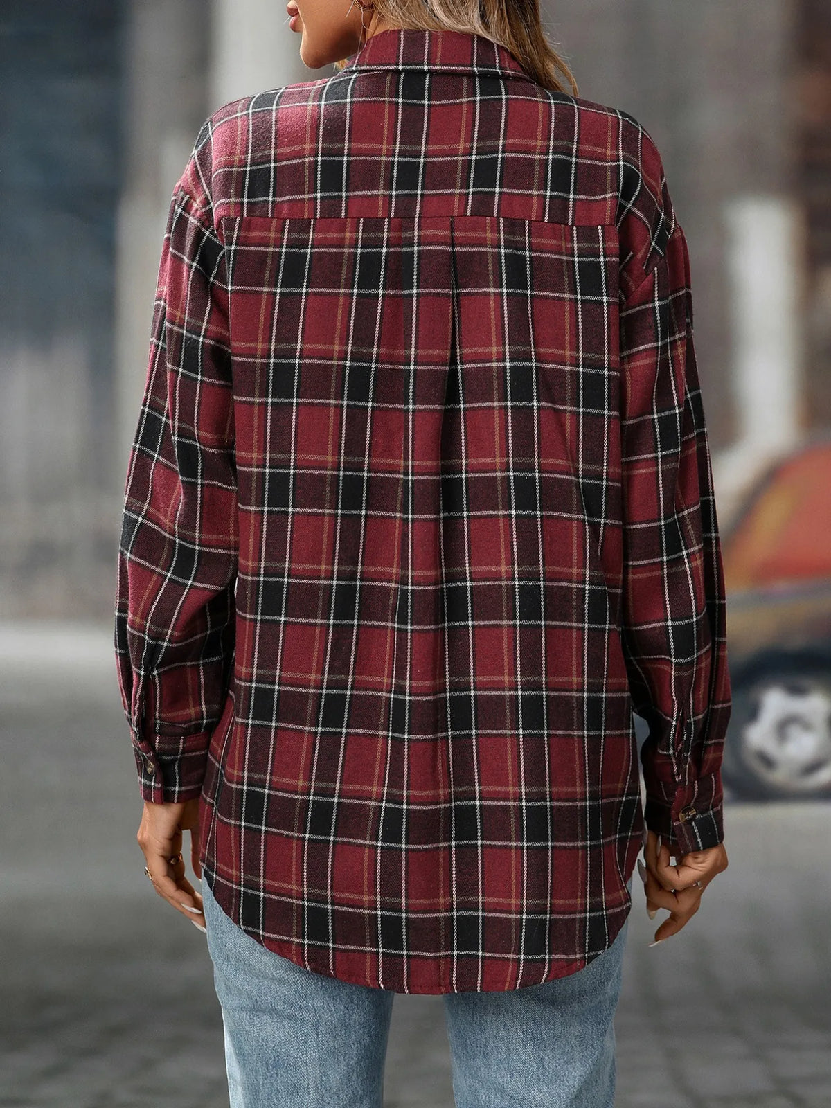 Plaid Button-down Oversized Shirt (25)