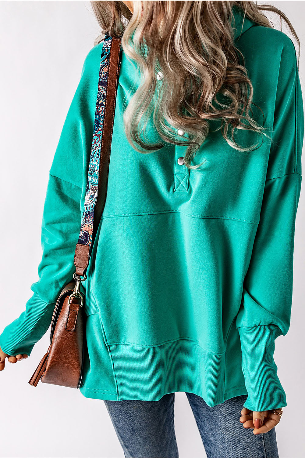 Quarter-snap Dropped Shoulder Hoodie