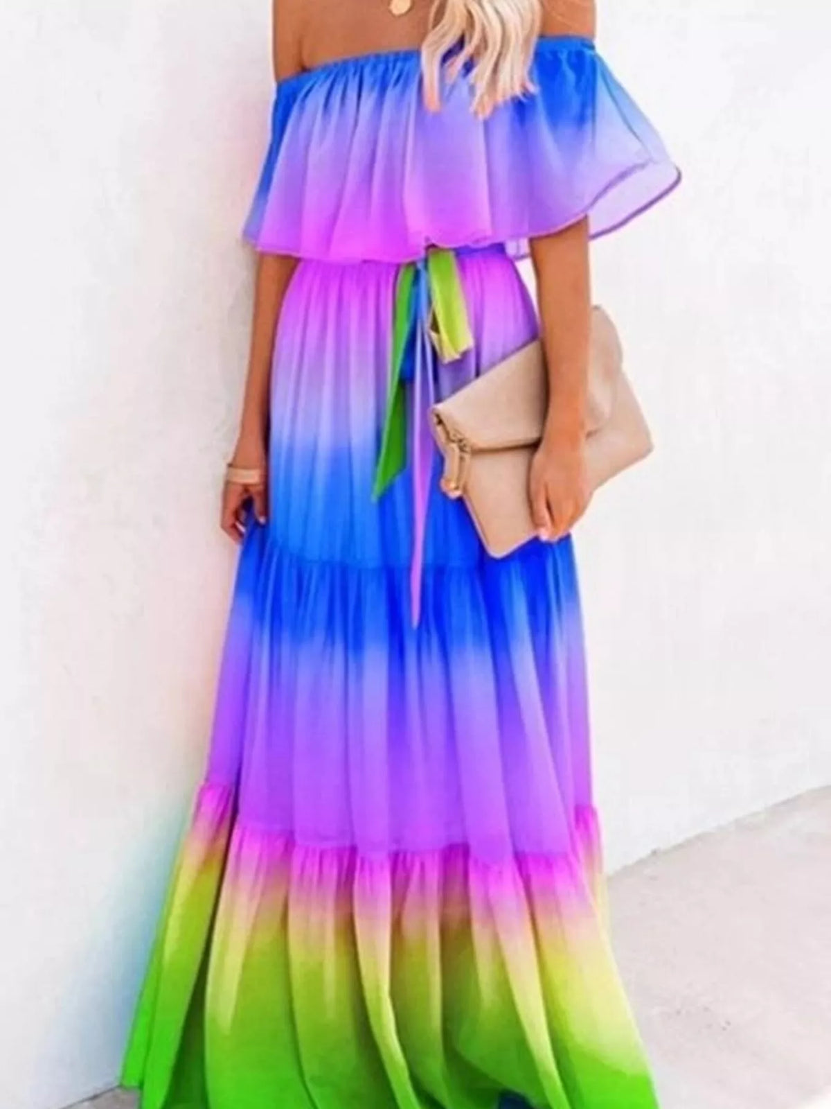 Full Size Off-shoulder Tiered Maxi Dress Plus (6)