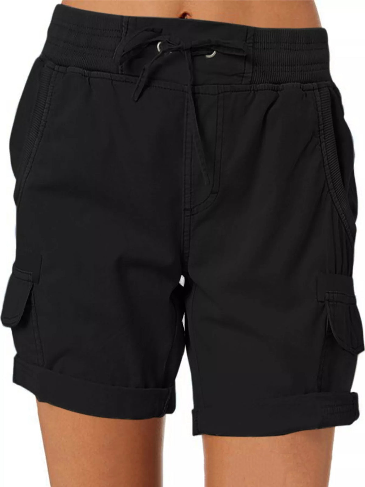 Full Size Drawstring Cargo Shorts Plus (9)