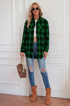 Plaid Button Up Dropped Shoulder Outerwear (18)