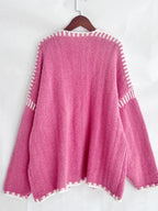 Contrast Open Front Dropped Shoulder Cardigan (11)