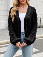 Cable Knit Button-up Cardigan (9)