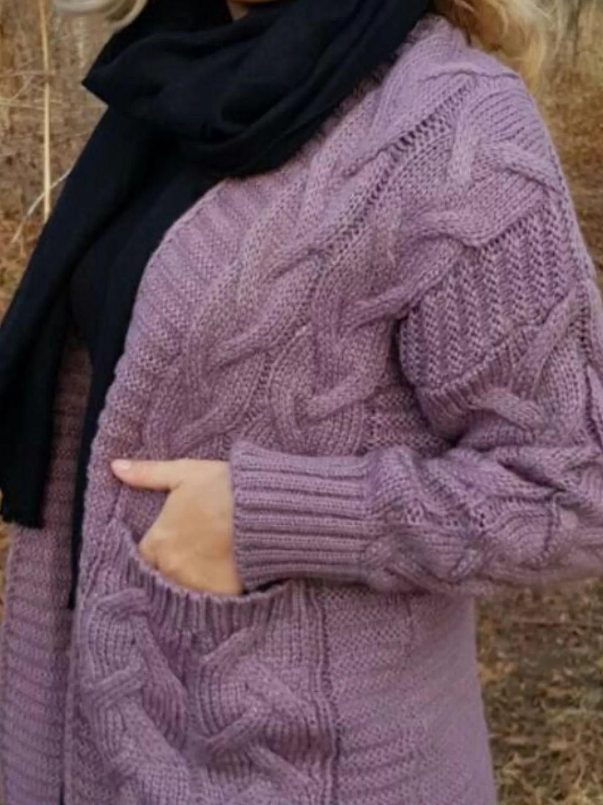 Chunky Knit Open Front Cardigan (8)