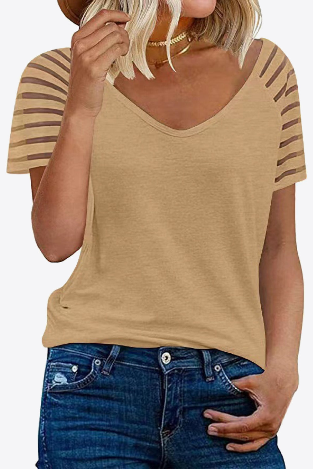 V-neck Raglan Sleeve Tee (16)