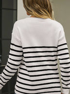 Nautical Striped Button Shoulder Knit Top (3)