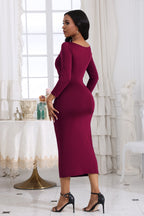 Ruched Boat Neck Midi Dress (9)