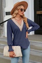 V-neck Flounce Sleeve Blouse (23)
