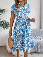 Printed V-neck Short Sleeve Dress (12)